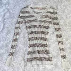 Pink Republic Ribbed Striped V-neck Sweater